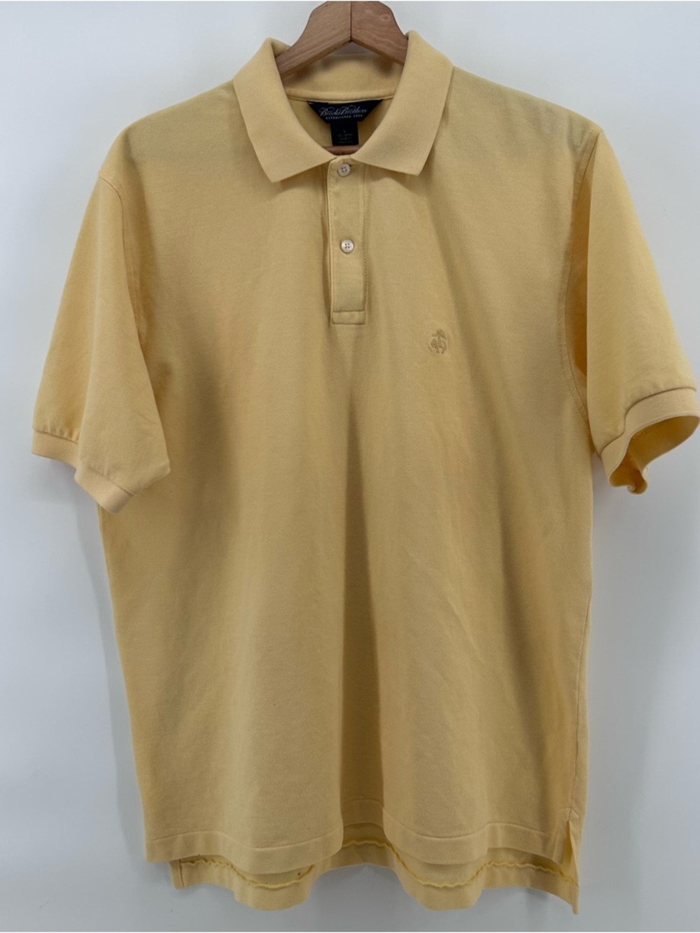Brooks Brothers 1818 Polo Shirt Mens Large Yellow Cotton Pique‎ Logo Classic